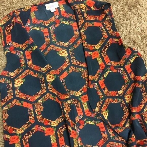 Lularoe Joy Open Front Floral Duster Vest - Picture 1 of 4
